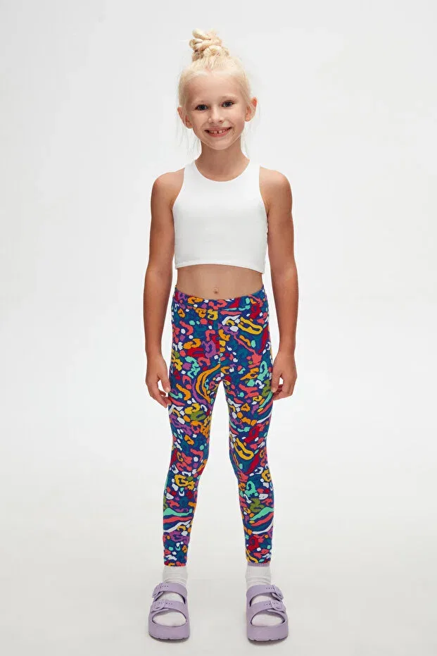 Детские леггинсы для девочек с принтом Abstract leopard Lovetti, Patterned