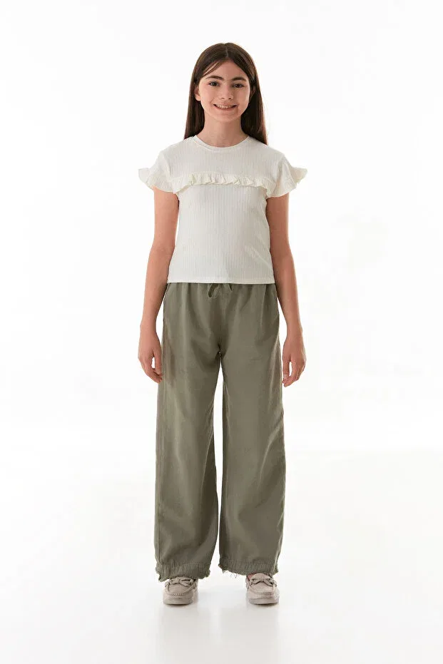Детские брюки для девочек с завязками Fulla Moda, Khaki