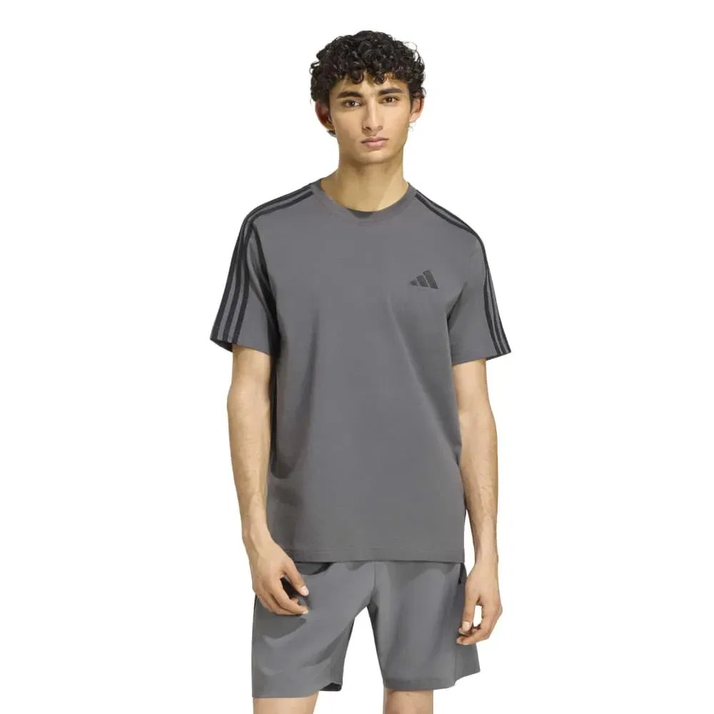 Мужская футболка с принтом Essentials 3 Stripes Adidas, Grey