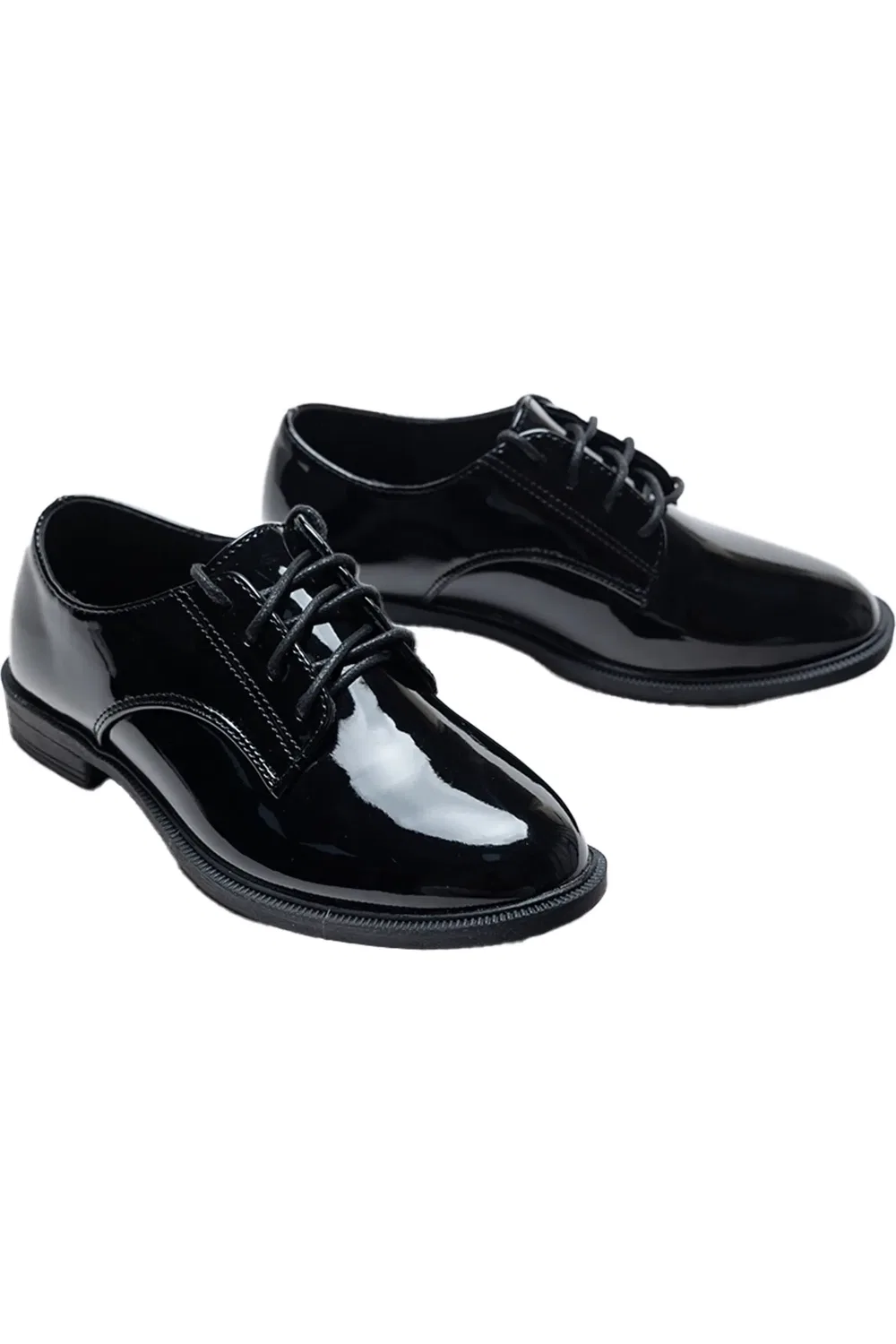 Детские туфли оксфорды на шнуровке Patent Oxford MOUSTACHE, черный — фото 3