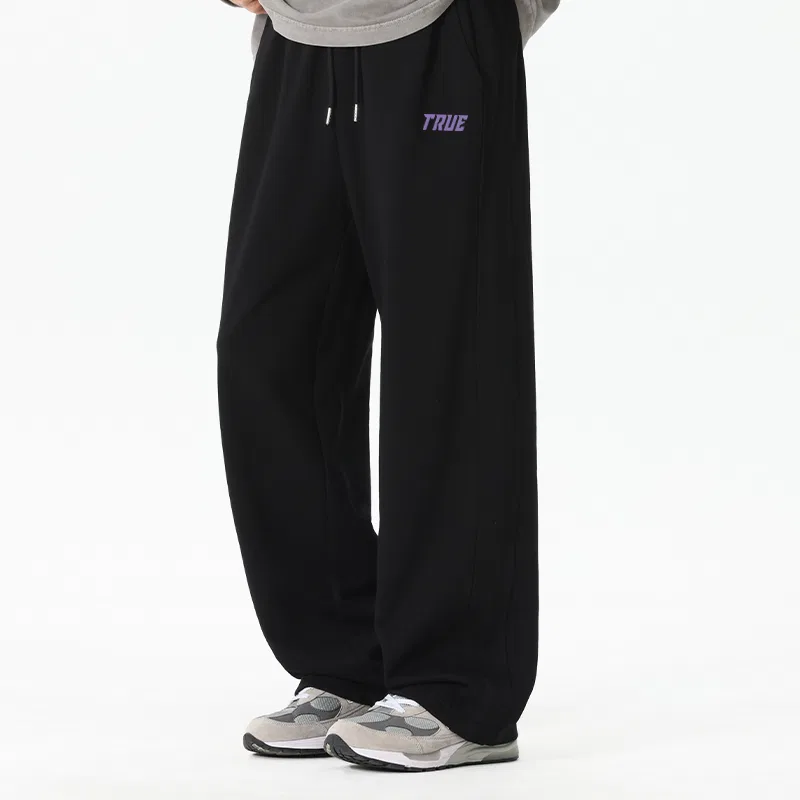 Детские брюки прямого кроя хлопковые Mystic Purple Future Pants Logo MINISO, White Heather Gray — фото 4