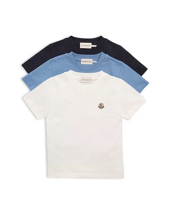 Детский комплект футболок с принтом Unisex Logo Patch Cotton Tees Pack of 3 Moncler, Miscellane