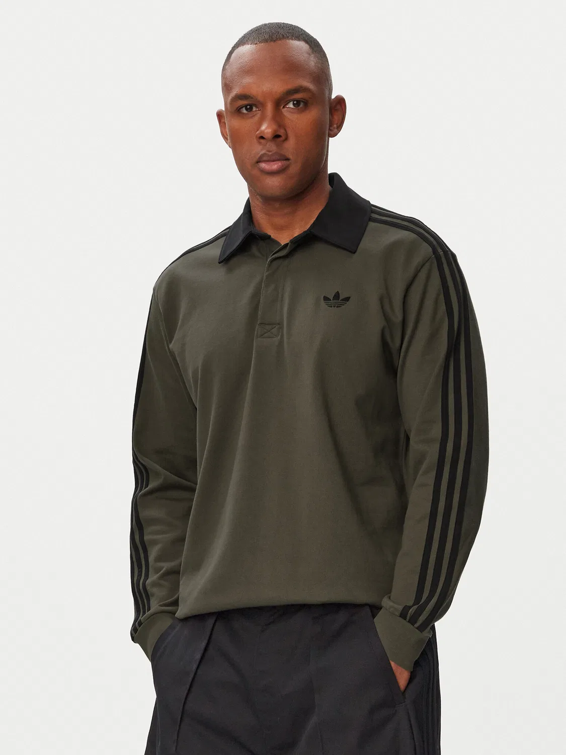 Мужская толстовка стандартного кроя Rugby Longsleeve Polo Adidas, хаки