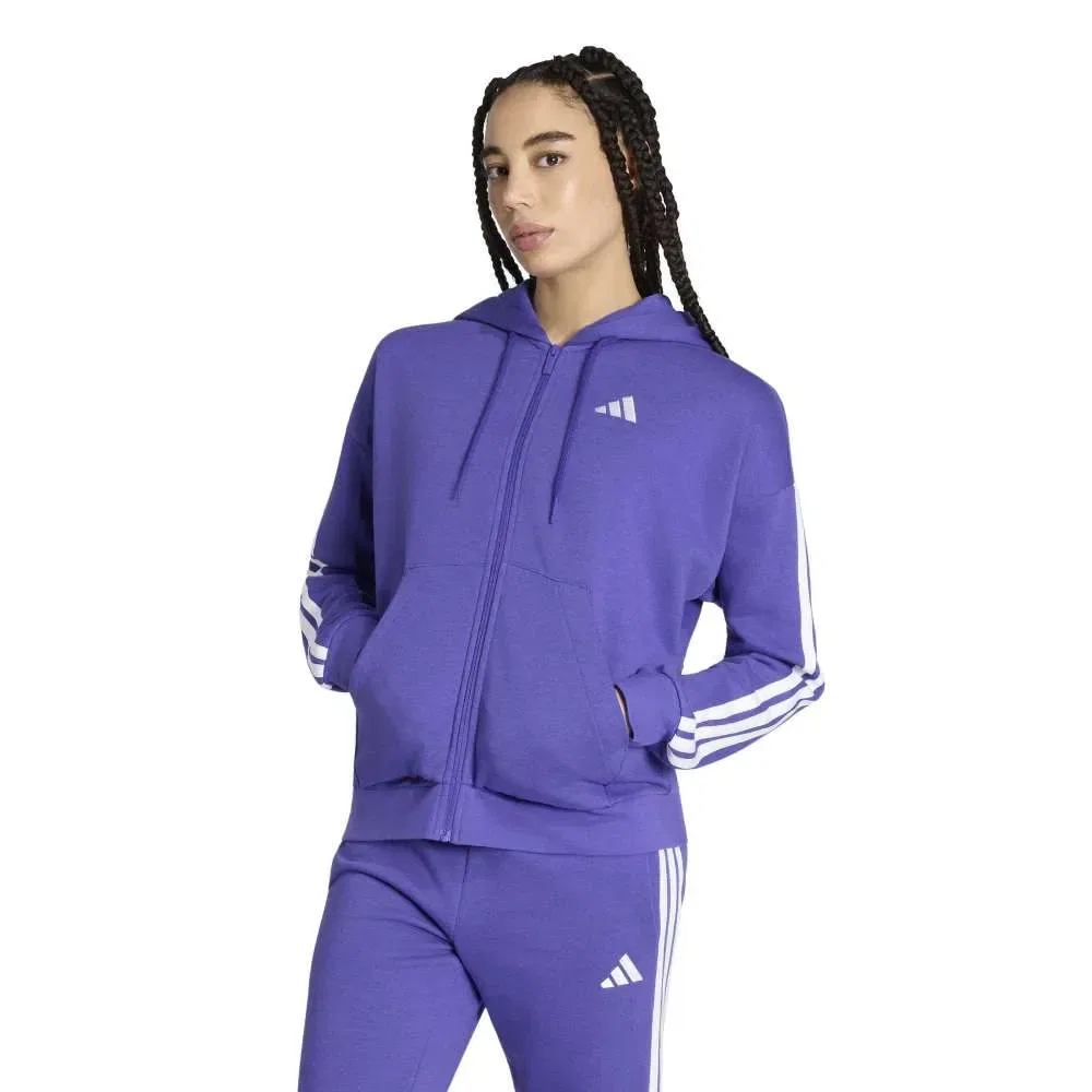 Худи на молнии Adidas Essentials 3 Stripes Fleece, фиолетовый