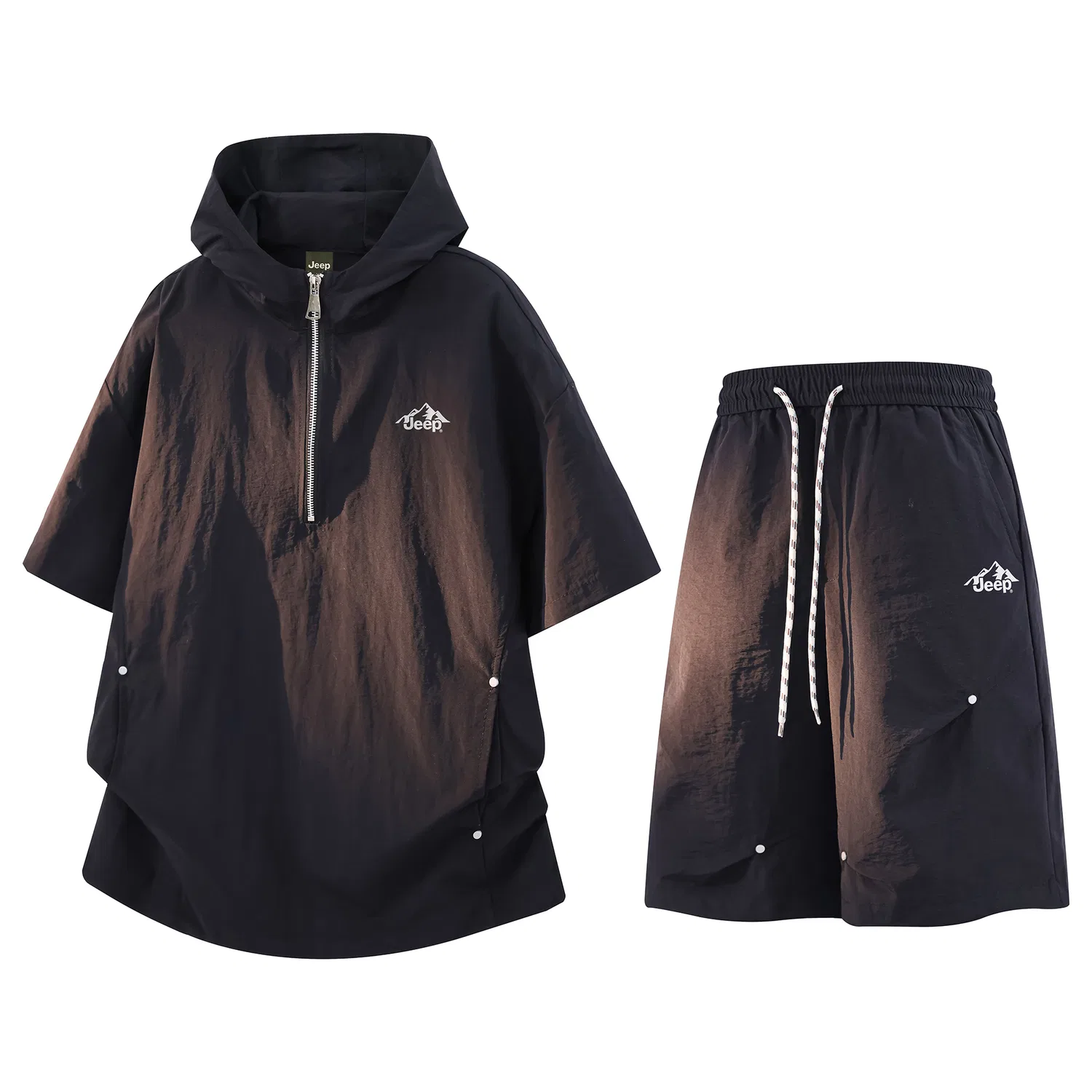 Детский спортивный комплект с принтом Jeep Horseback Riding Casual Collection Sports Suit, Black Top+Black Shorts, Jeep, Black