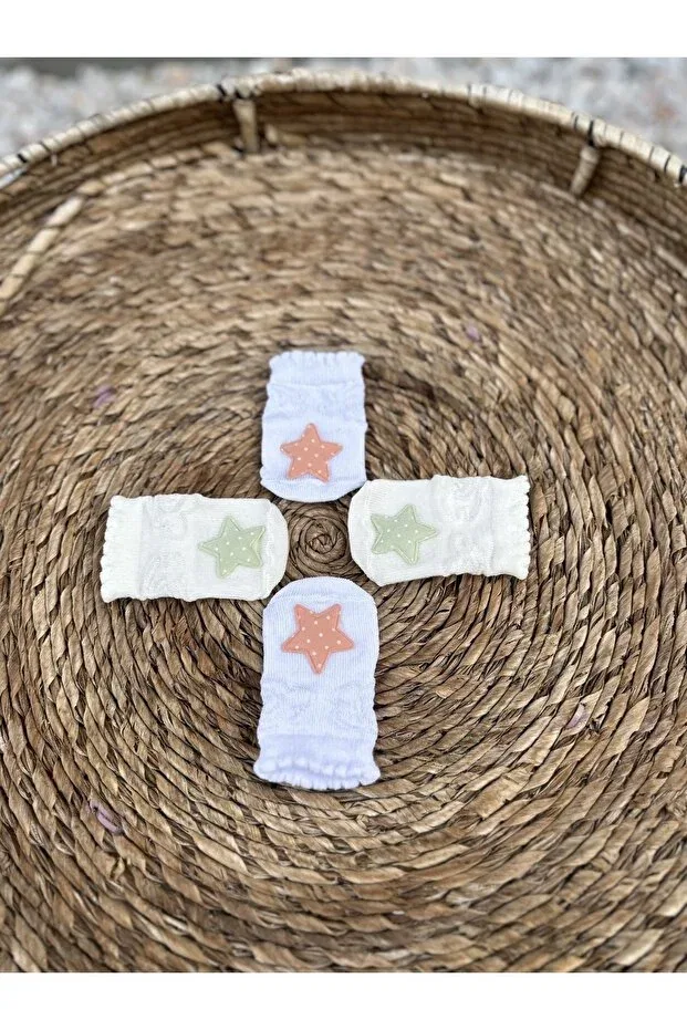 Детские носки для новорожденных хлопковые Myluni, White-Salmon Star