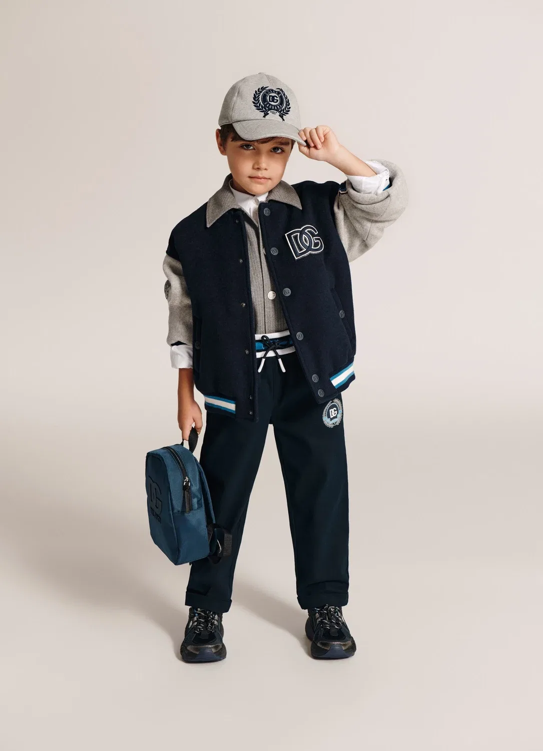 Легкая куртка-бомбер из смесовой шерсти Dolce&Gabbana Kids, синий — фото 4