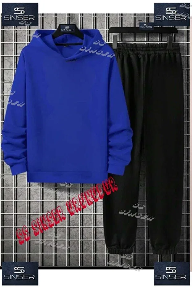 Детский комплект свитшота и спортивных штанов с принтом Kislik Simple Model Ss Sinser, Blue - Black