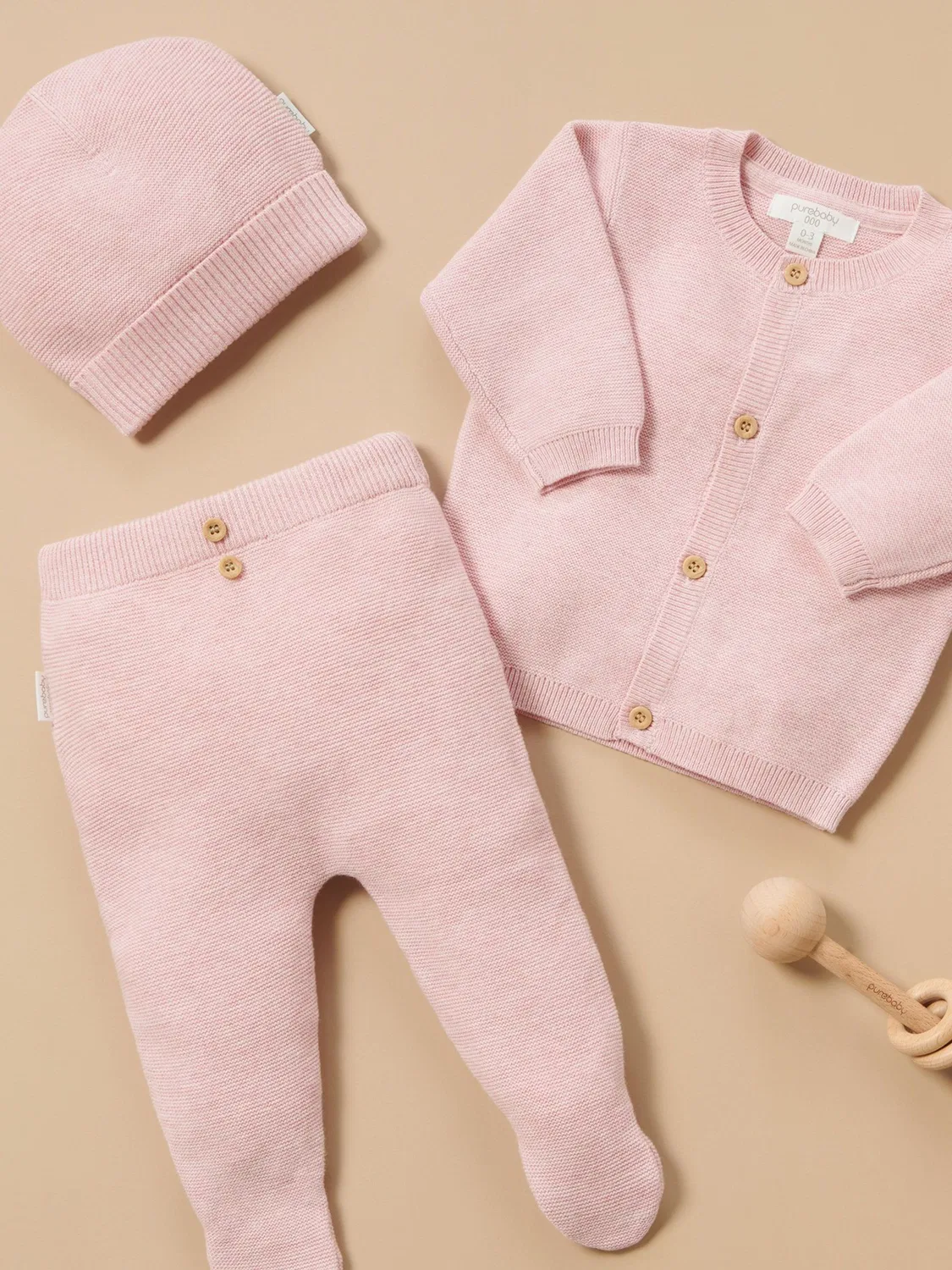 Леггинсы текстурированные Purebaby, розовый — фото 4