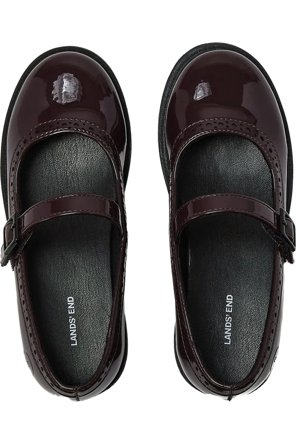 Детские туфли Мэри Джейн на плоской подошве Classic Mary Jane Lands' End, Midnight Plum Patent — фото 2
