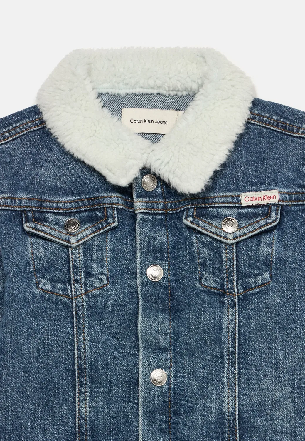 Детская куртка с воротником, унисекс - джинсовая куртка Calvin Klein Jeans, Dark-Blue Denim — фото 3