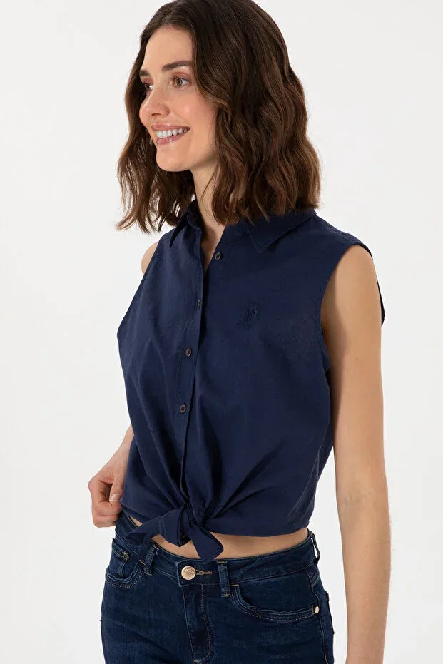 Женская рубашка с коротким рукавом U.S. Polo Assn., Navy Blue — фото 3