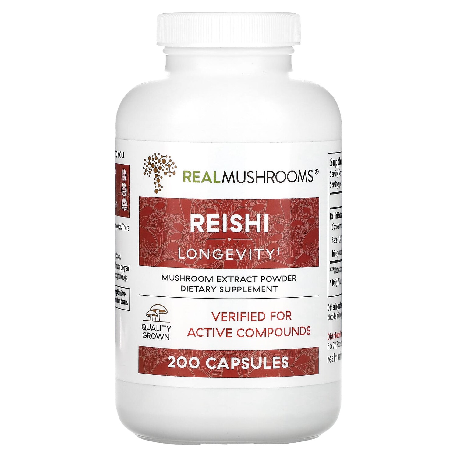 

Порошок Real Mushrooms экстракта грибов, 200 капсул