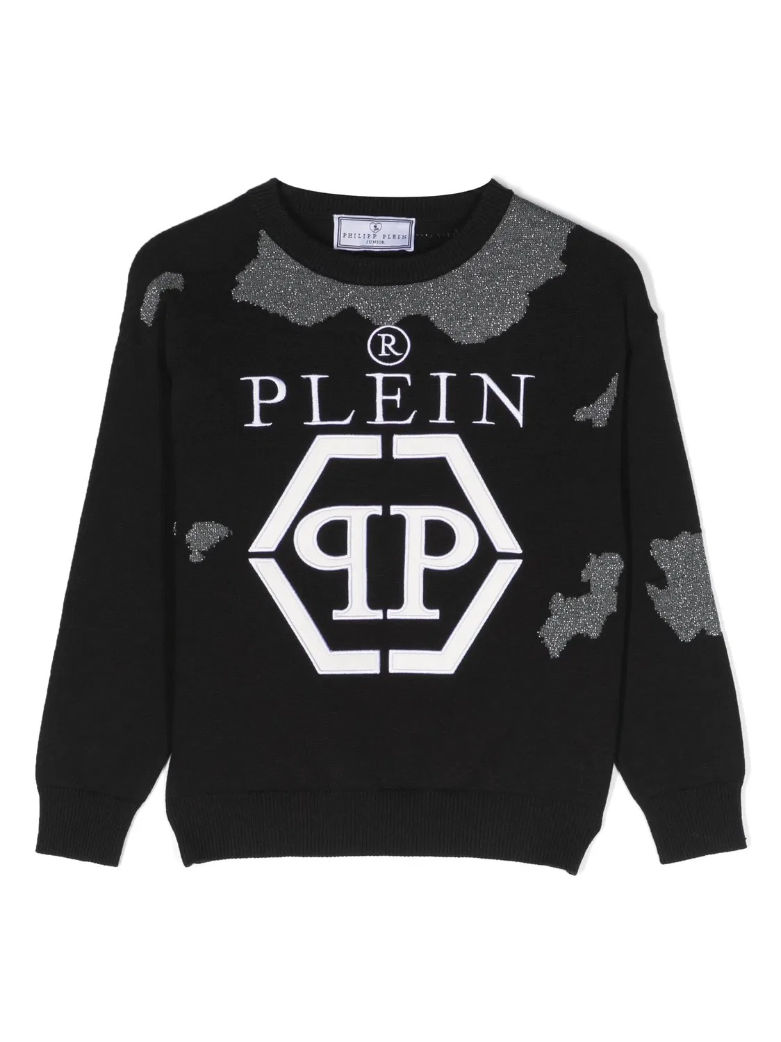 Детский джемпер с вышитым логотипом Philipp Plein, черный
