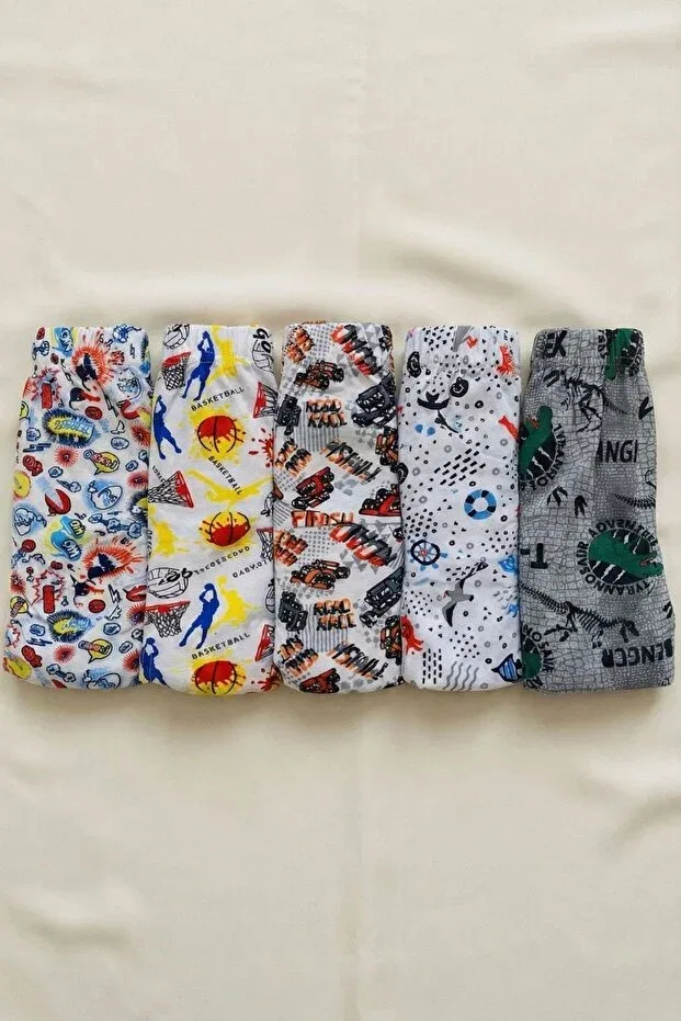 Детский комплект трусов для мальчиков с принтом 5-Pack baby boy cotton underwear set Tutku, Multicolor — фото 2