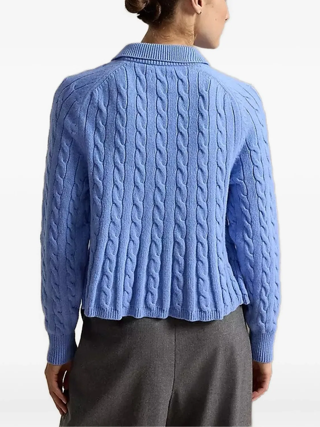 Polo Ralph Lauren Джемпер с баской из шерсти и кашемира синий — фото 3