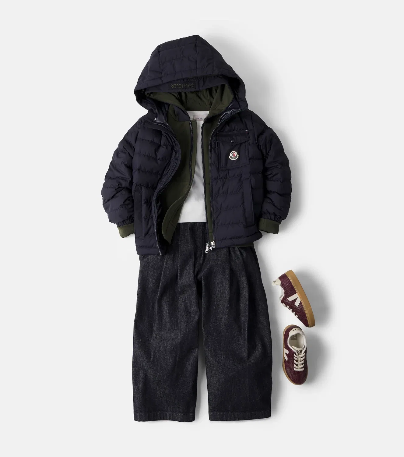 Пуховик стеганый с капюшоном Quillon Moncler Enfant, синий — фото 2