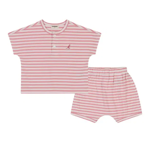 Комплект из футболки и шорт поло с полоской, sb 0a06, Kangol Kids, розовый