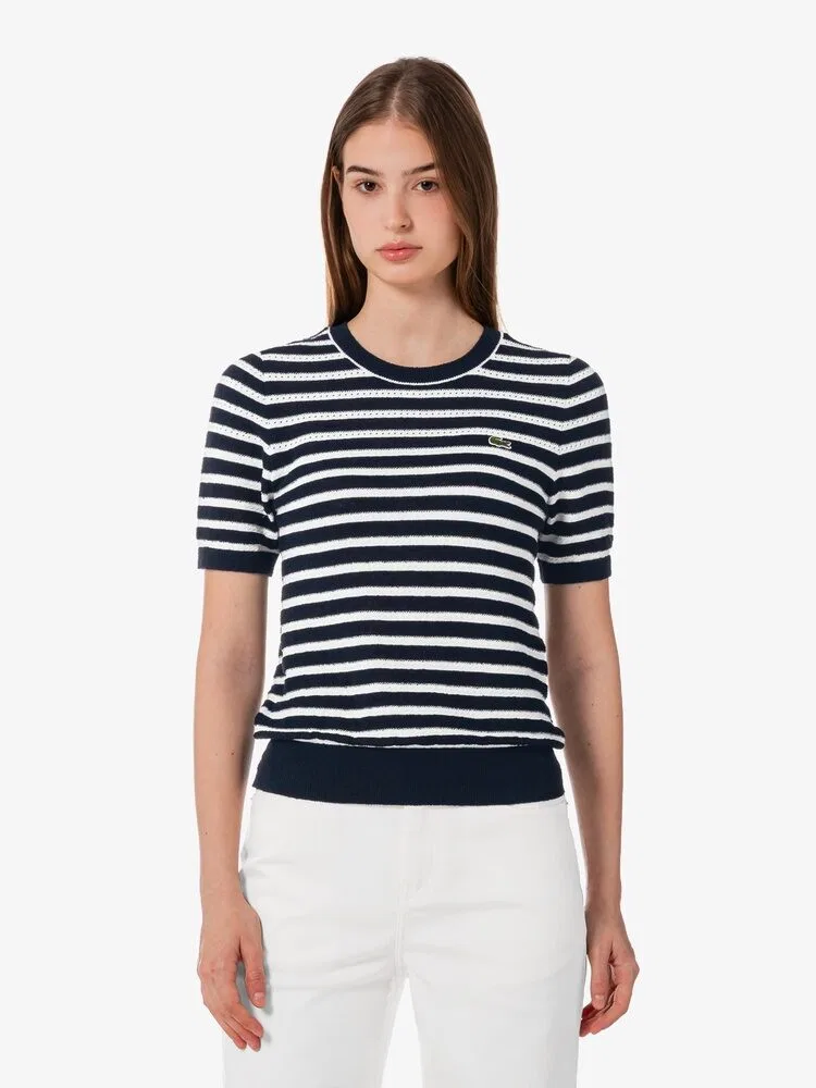 Свитер женский LACOSTE Navy с букле и полосками — фото 4