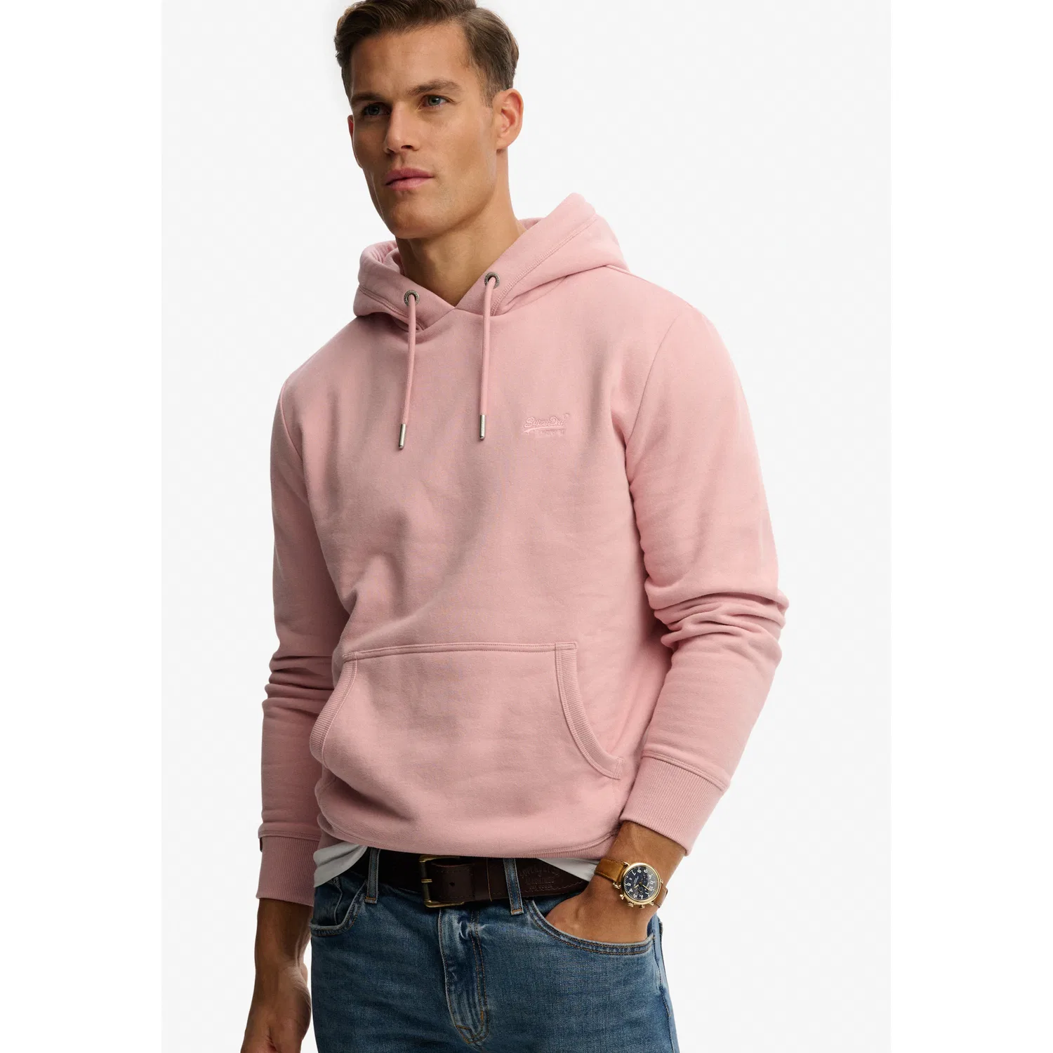 Мужской худи с капюшоном свободного кроя Superdry, Light Blush Pink — фото 2