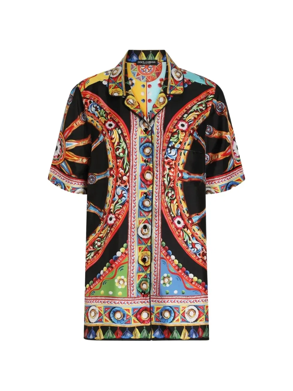 Твиловая рубашка с принтом Carretto Dolce & Gabbana, черный