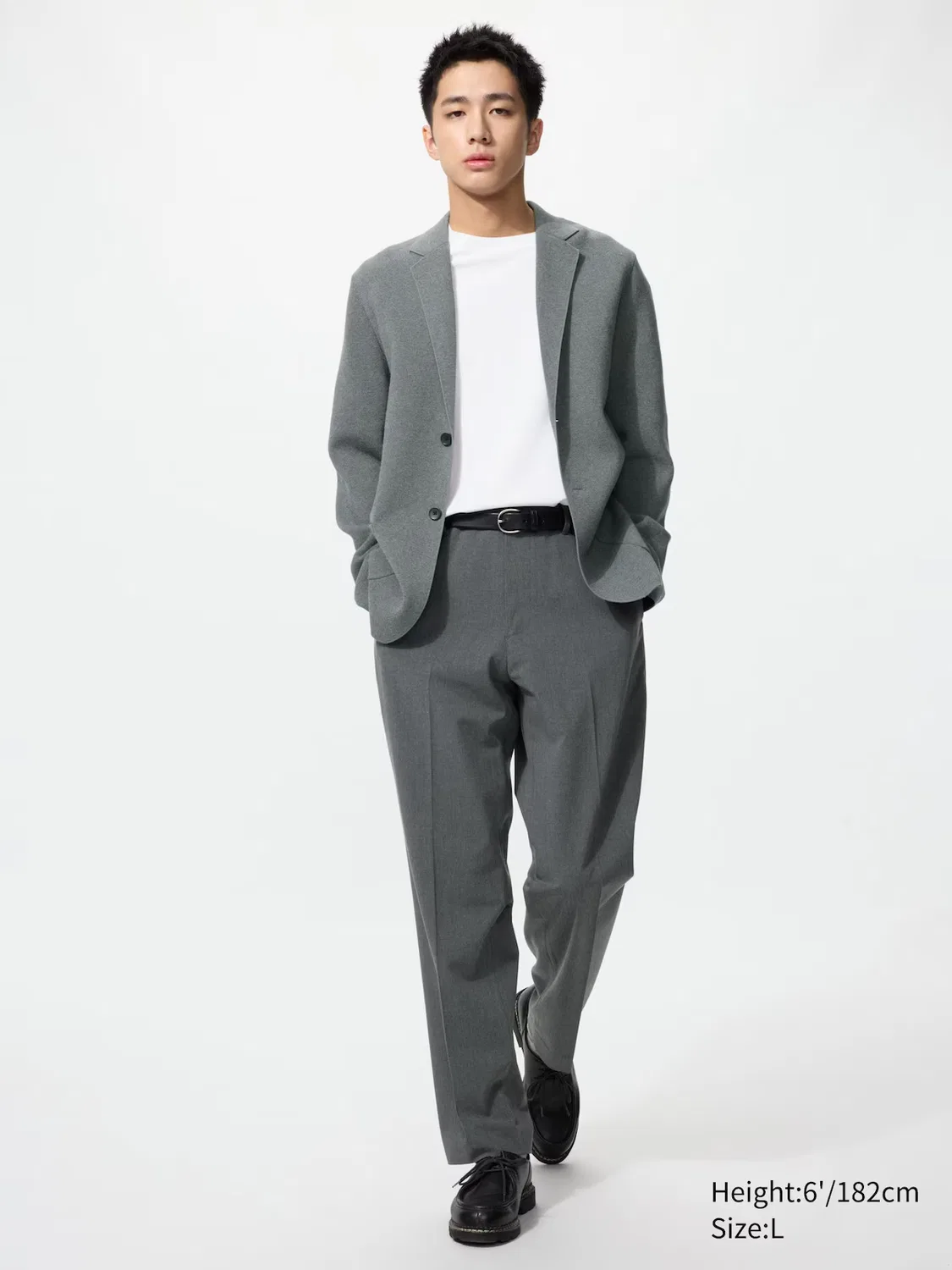 Брюки Uniqlo, укороченные, удлиненная длина 76 см, серый