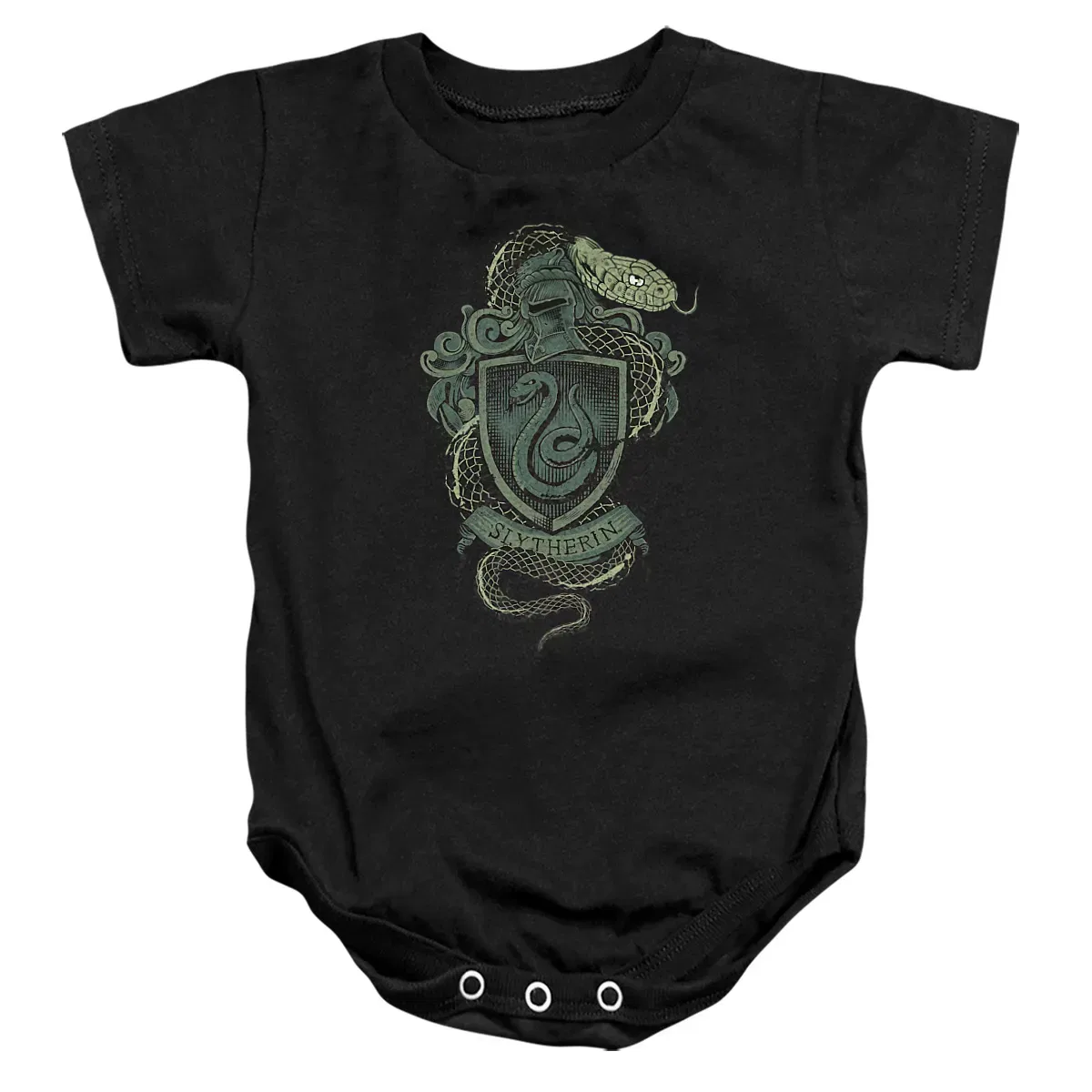 Детское боди с коротким рукавом Harry Potter Slytherin Snake Crest Infant Bodysuit, Black