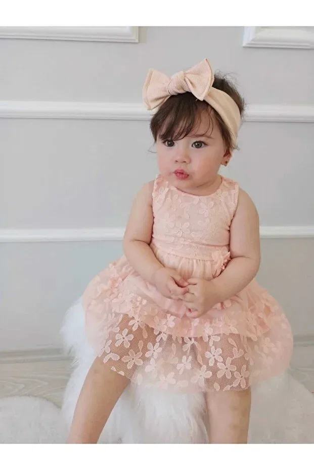 Детское платье для девочек кружевное Becol Baby, Somon — фото 3