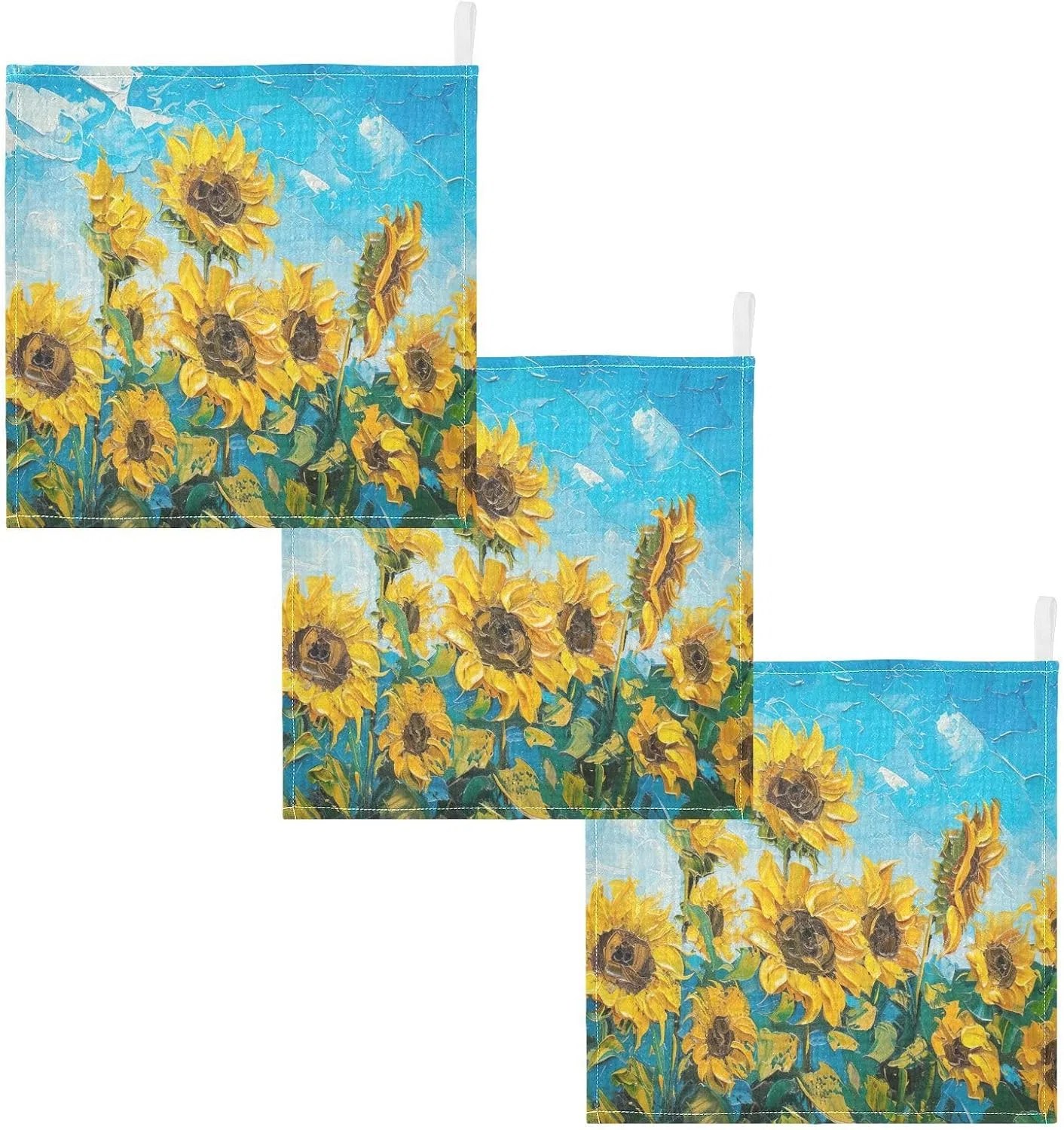 Мусселиновые мочалки для лица, JUMBEAR, 5 штук, 30x30 см, Подсолнухи