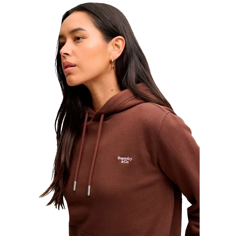 Женский худи с капюшоном и вышивкой Superdry Signature Embroidered, Brown — фото 4