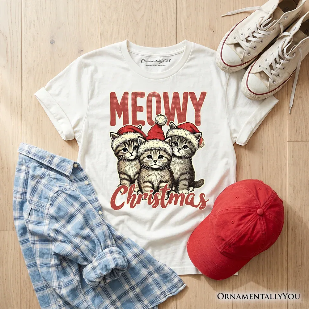 Детская футболка с принтом Cute Santa Hat Cat OrnamentallyYou, White