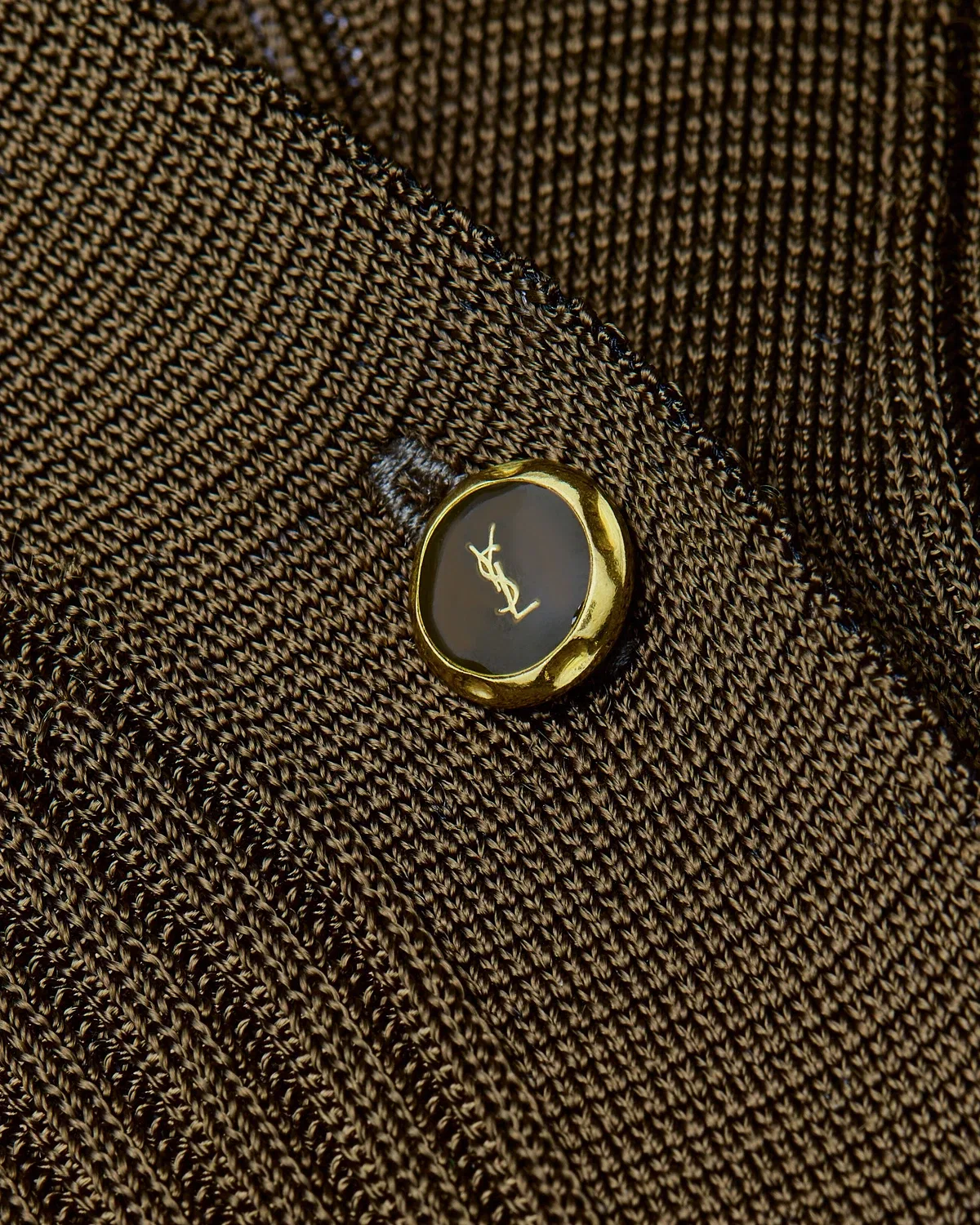 Кардиган из рубчатого трикотажа с V-образным вырезом Saint Laurent, зеленый — фото 3