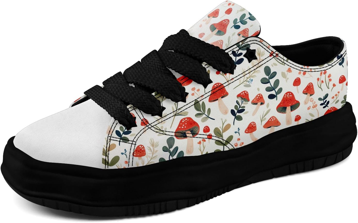 

Кеды AWSOLE с грибным цветочным принтом на холщовой основе для женщин и мужчин, низкие модные шнурованные кроссовки для прогулок, повседневная обувь на весну и лето, черный/красный/зеленый/бежевый