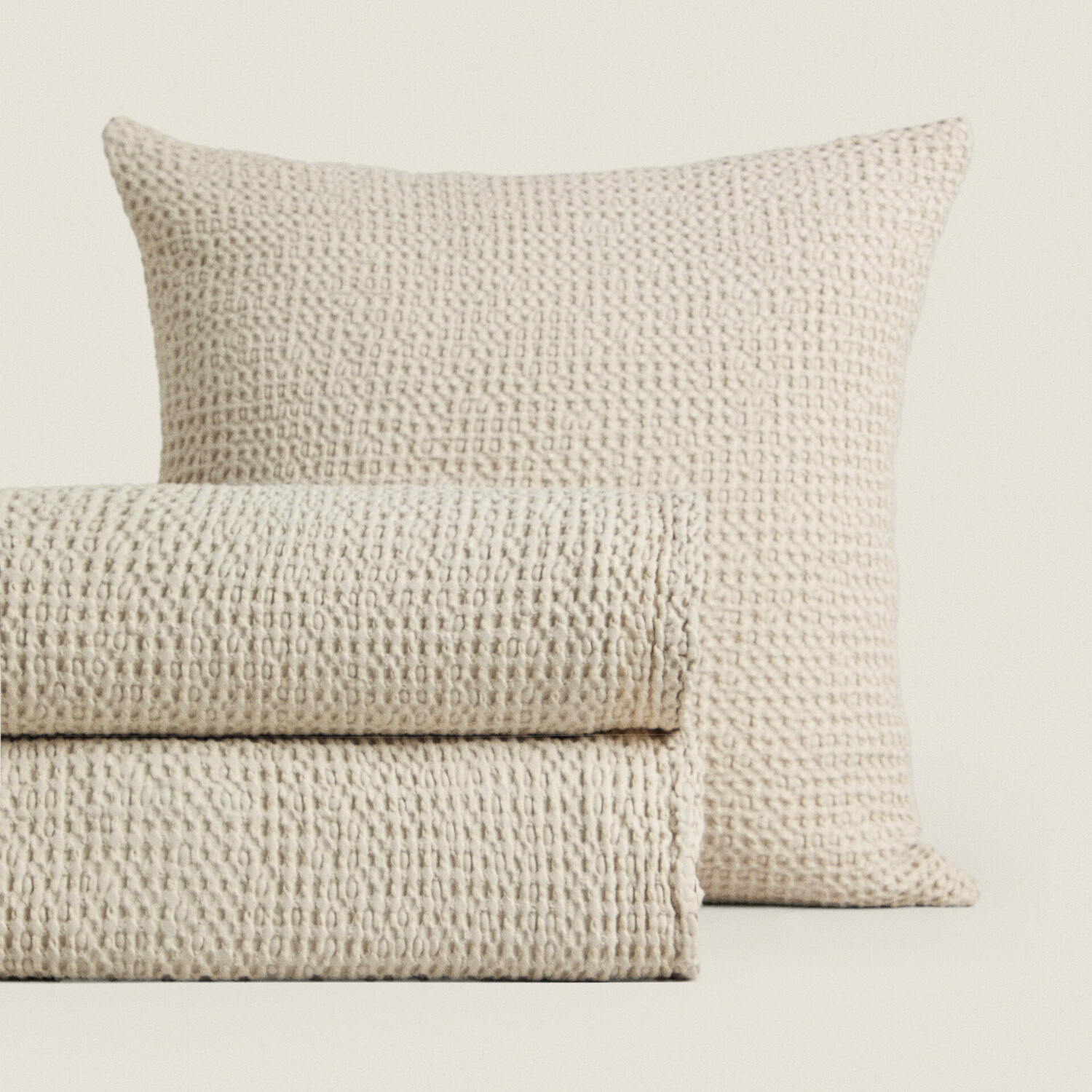 

Покрывало Zara Home Waffle Knit, бежевато-серый