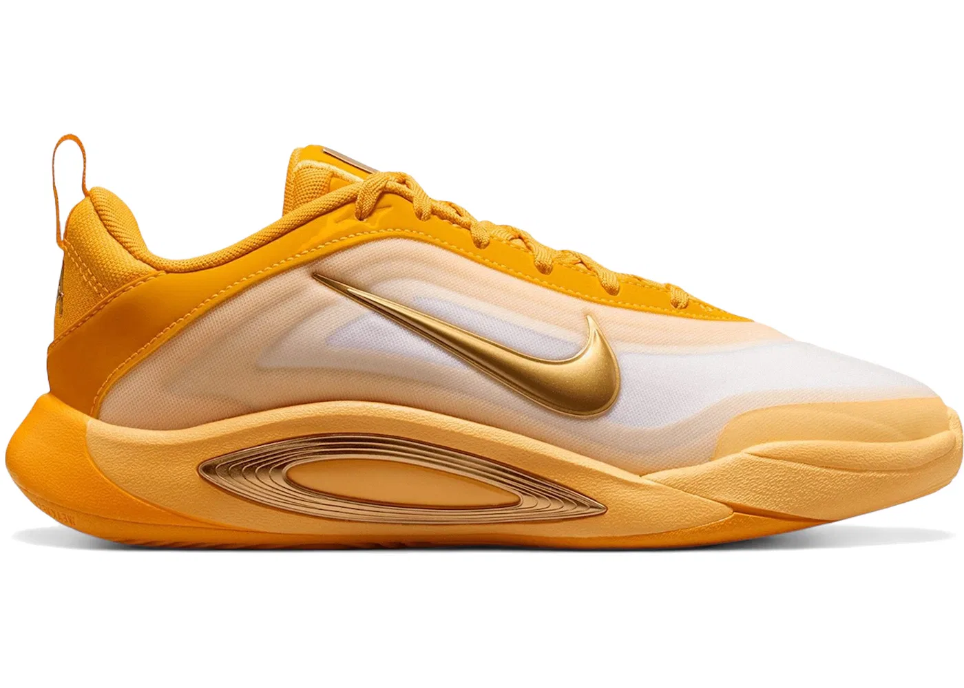 Детские кроссовки для девочек с принтом Nike A'ja Wilson A'One Sunshine, University Gold/Metallic Gold/Topaz Gold/Soft Yellow