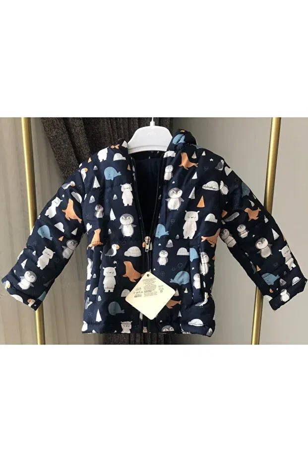 Детское пальто для девочек с принтом Pukka, Navy Blue — фото 2