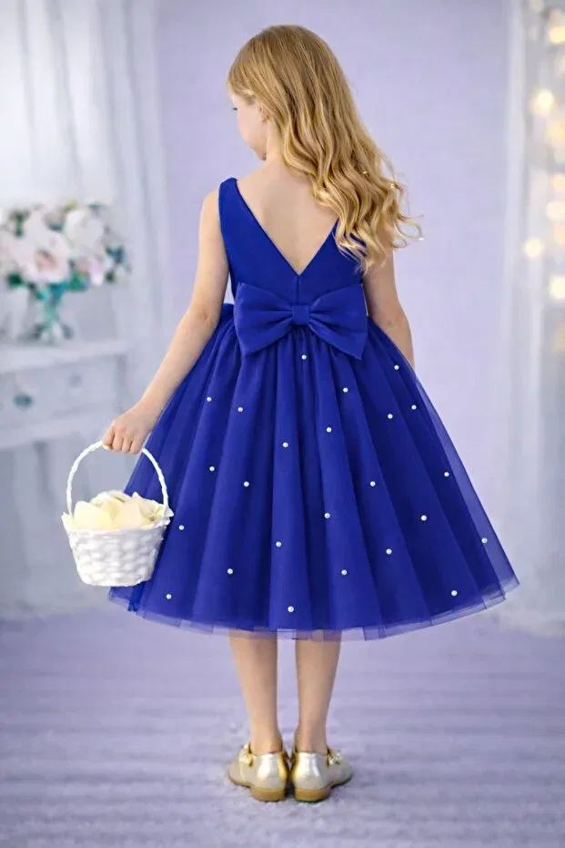 Детское платье для девочек с запахом Suneh, Saks Blue — фото 2