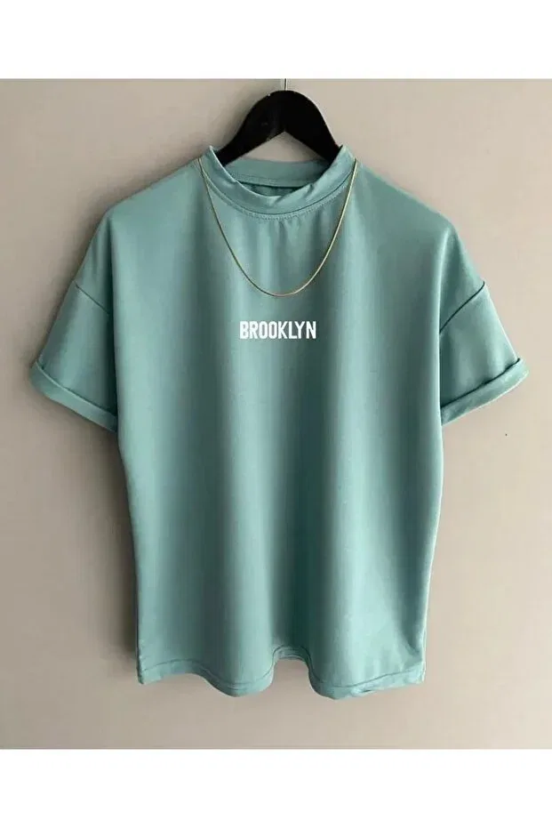 Детская футболка для мальчиков с принтом Brooklyn Printed Oversize Machetta, Water Green