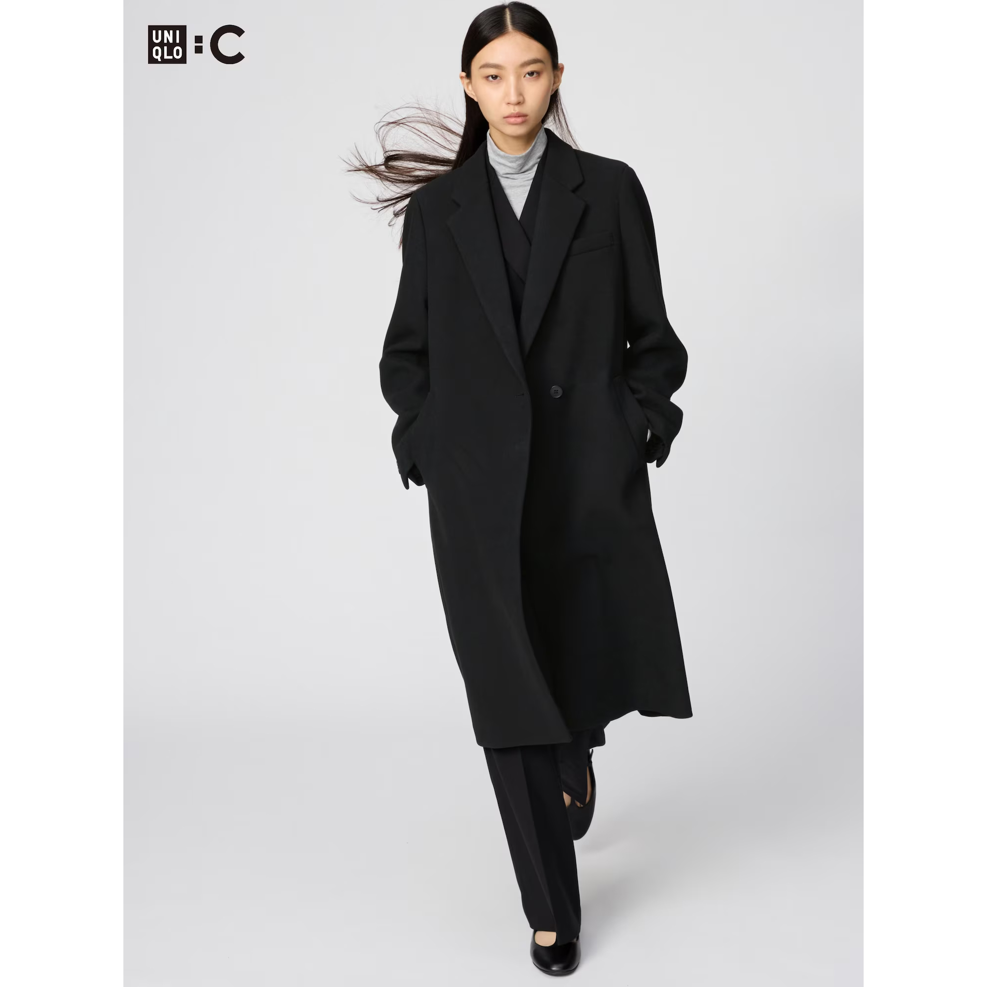 

Длинное пальто Uniqlo, 09 черный