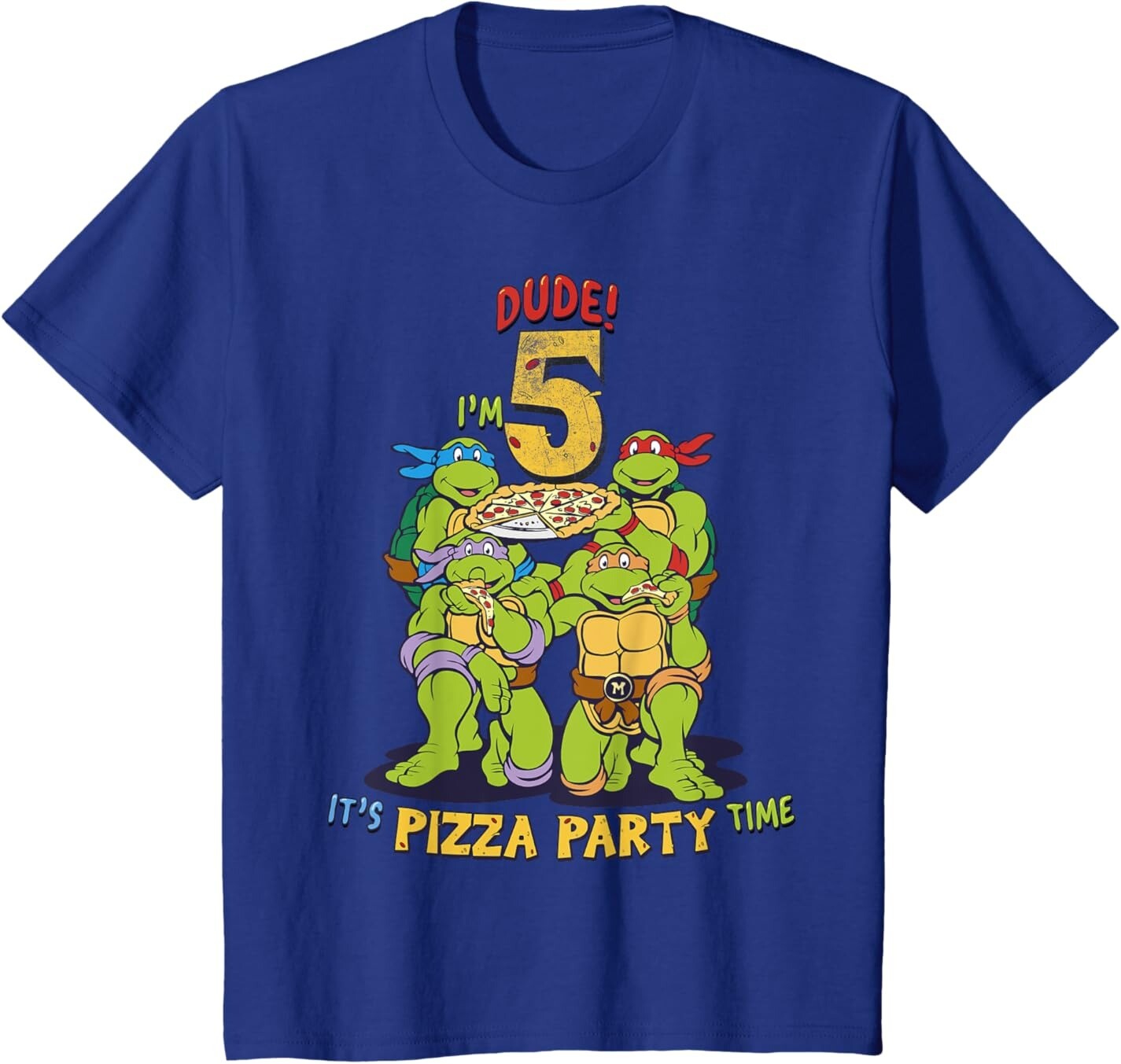 

Футболка для подростков Teenage Mutant Ninja Turtles I'm 5 Dude Pizza Birthday Party, синий