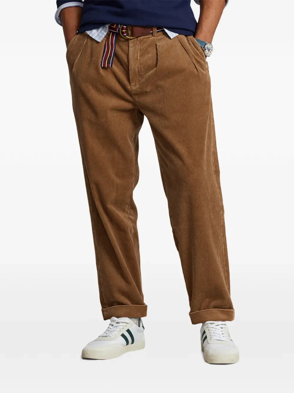 Вельветовые брюки со складками POLO RALPH LAUREN, коричневый — фото 3