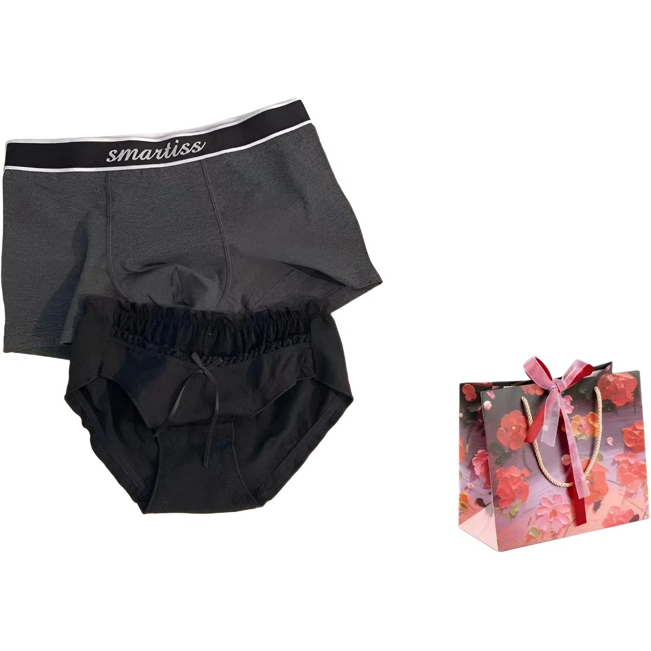 Детские трусы-слипы с подарком, комплект из 3 штук, Black Love Gray CP Petal Box, MIIOW