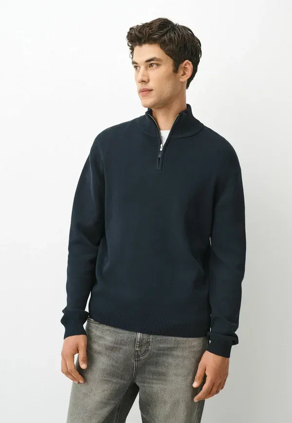 Джемпер из хлопка Tall fit - quarter zip jumper Next Navy blue, темно-синий