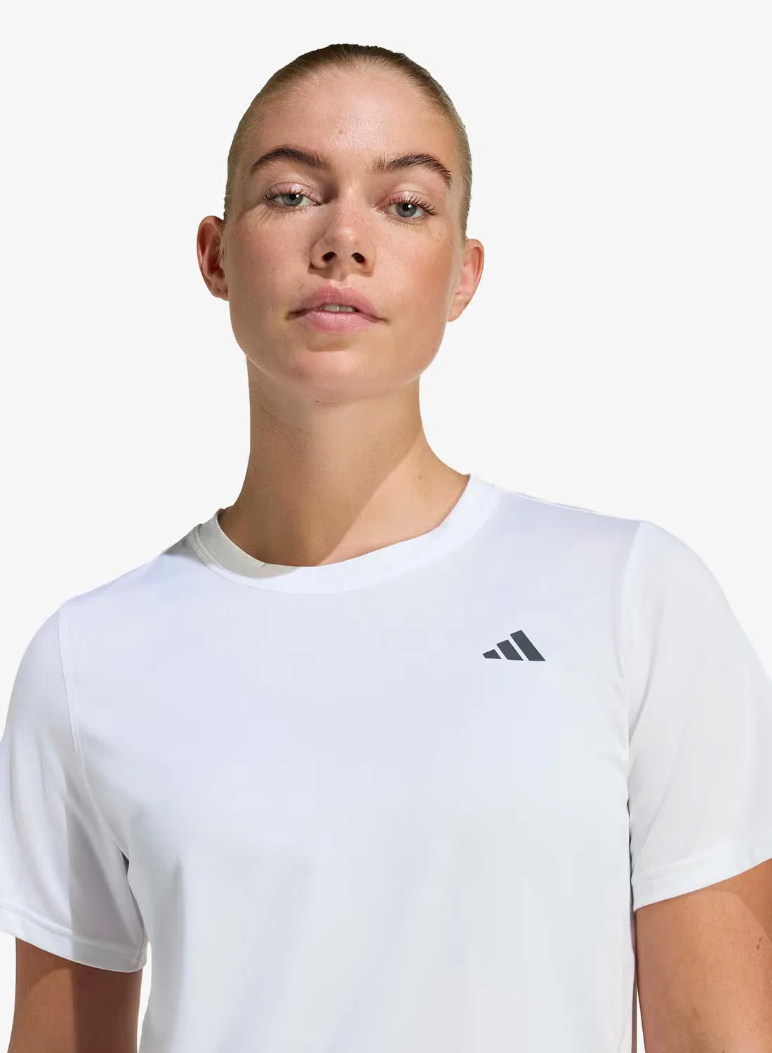 Футболка спортивная с круглым вымом Adidas, белый — фото 3