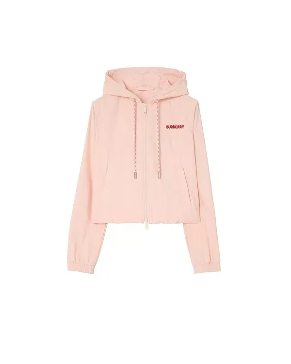 Женская куртка с капюшоном из стрейч-нейлона с принтом Heart knight Burberry, Compact Pink — фото 3