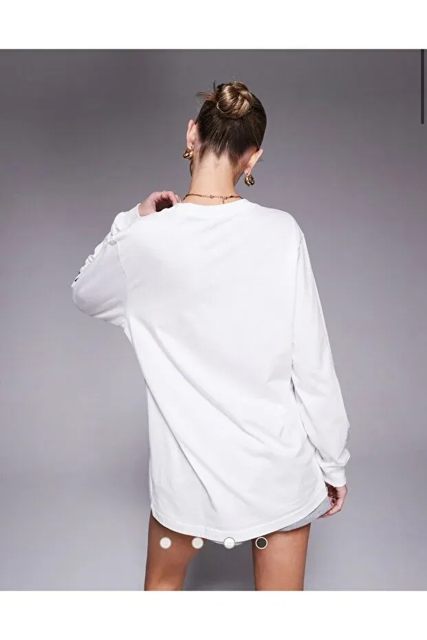 Женская футболка с длинным рукавом с принтом Sportswear Essentials Nike, White — фото 4