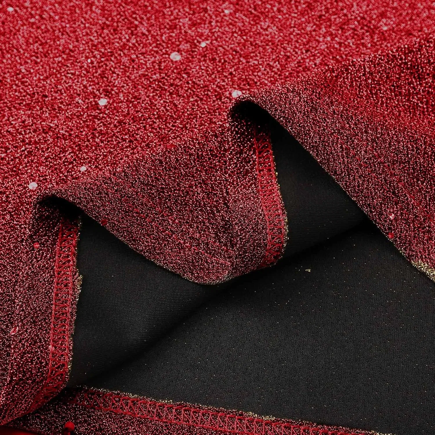 Женское коктейльное платье с пайетками V-образным вырезом A-line, Red — фото 3