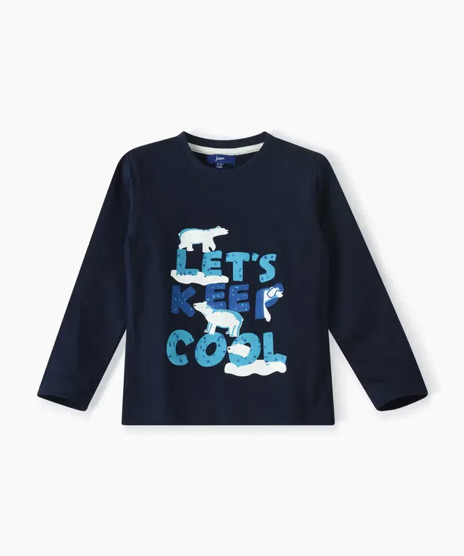 Лонгслив с принтом Boys Long Sleeve Graphic Print T-Shirt Jam, темно-синий