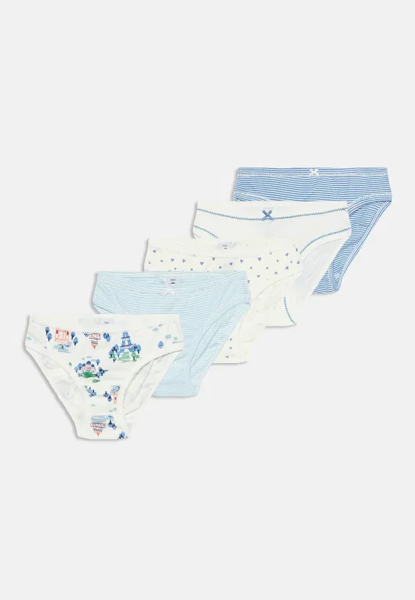 Комплект трусов 5 шт, хлопок, Moteriskos kelnaites zemu liemeniu, Petit Bateau, белый/синий