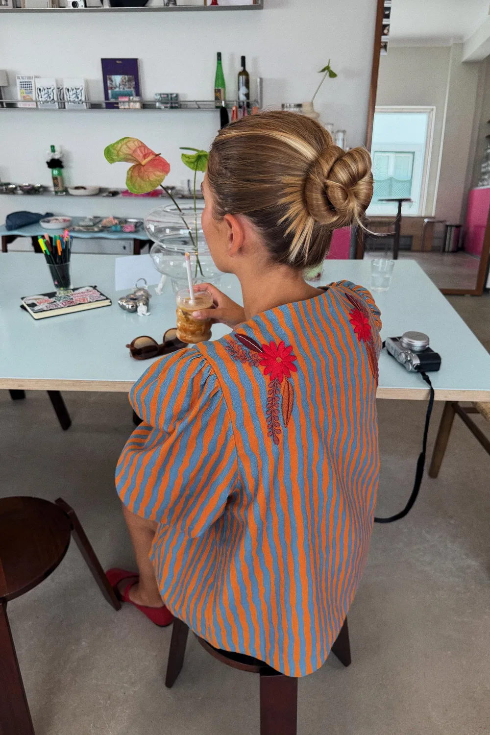 Полосатая куртка с цветочной вышивкой ZARA, Orange — фото 3